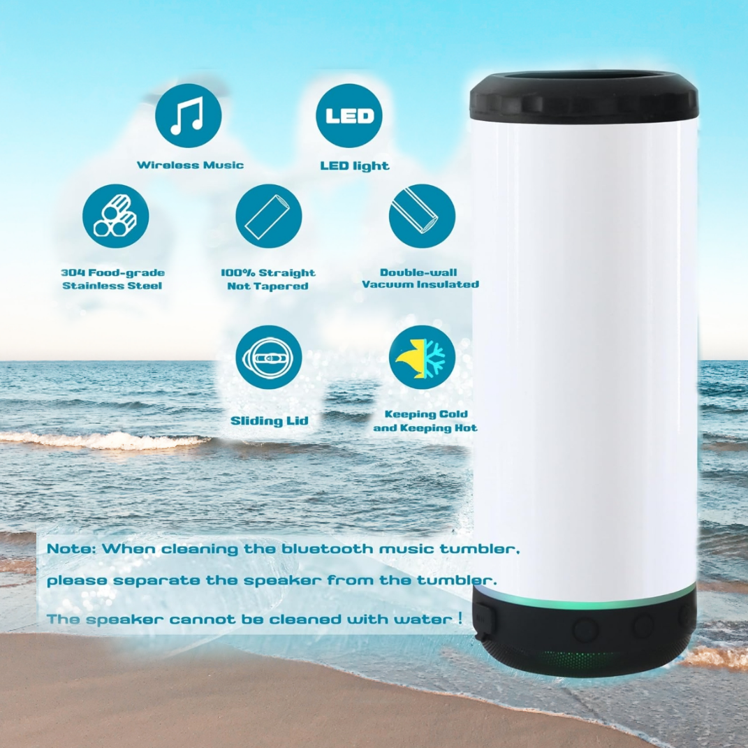 Ocean Sea Turtle 16oz Koozie LED Speaker Tumbler.