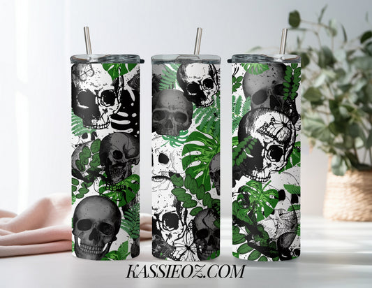 Monstera, skulls, and butterflies