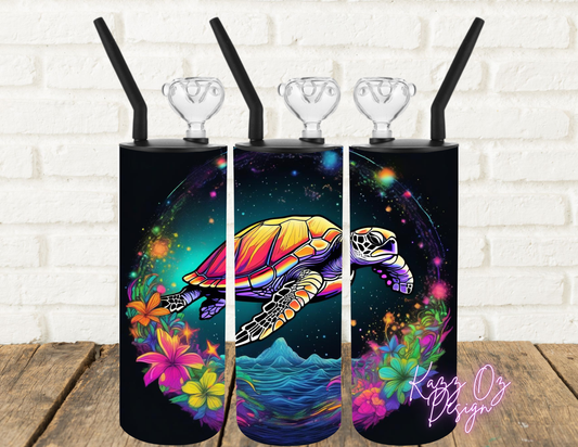 Galaxy Rainbow Sea Turtle Hookah Top Tumbler