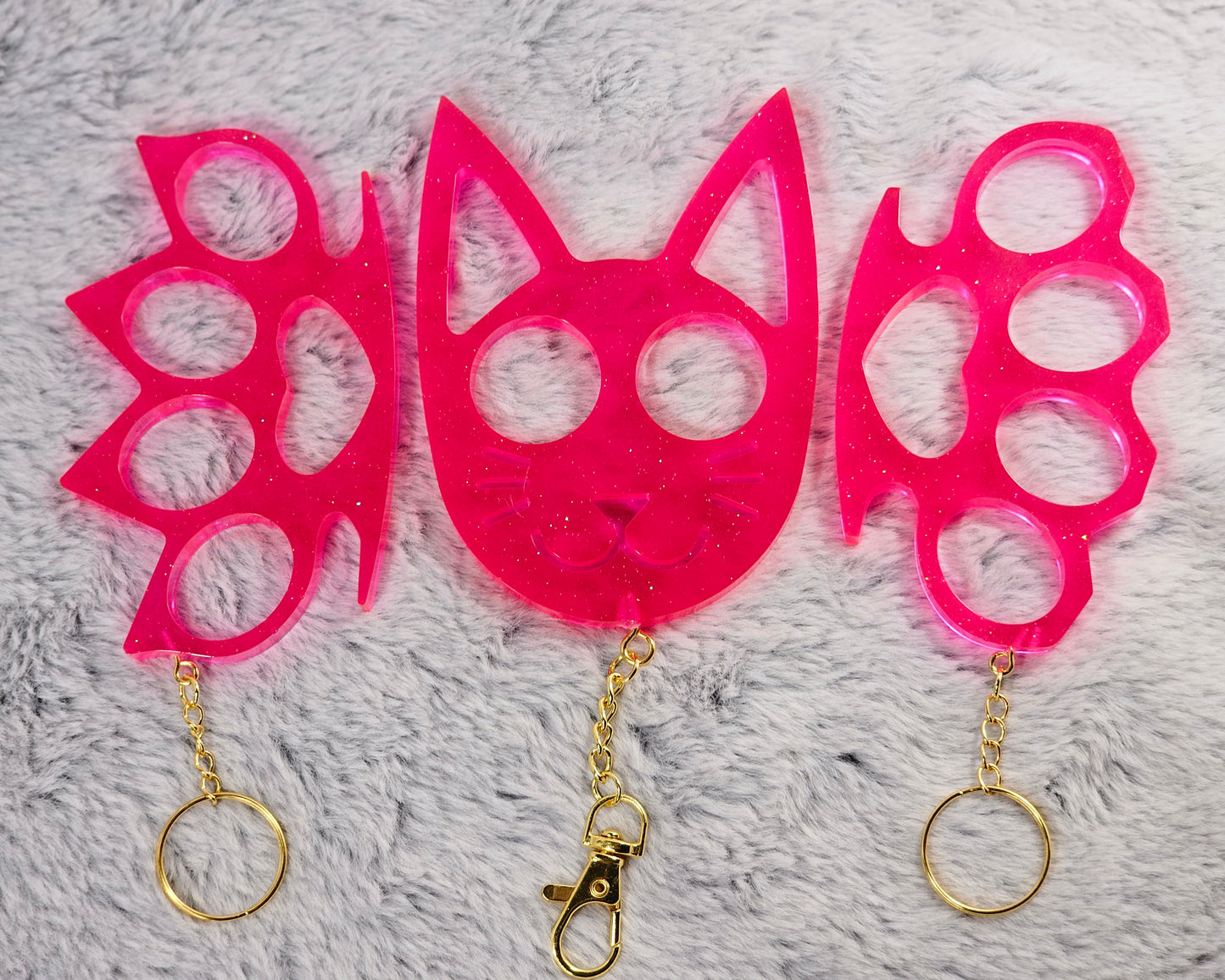 Kitty Self-defense Keychain Set. Glows in The Dark.